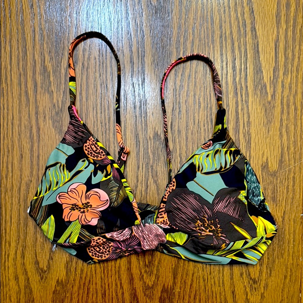 Floral Bikini Top with Tropical Print